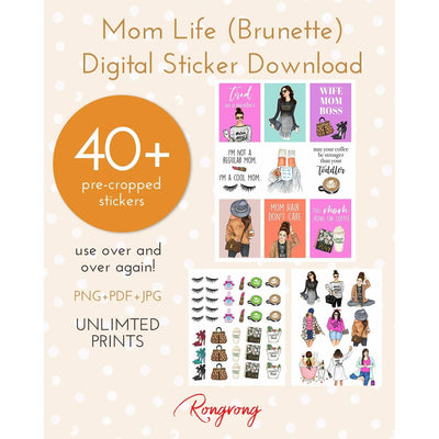Mom Life Digital Planner Stickers-Brunette [DOWNLOAD] - Shop Rongrong