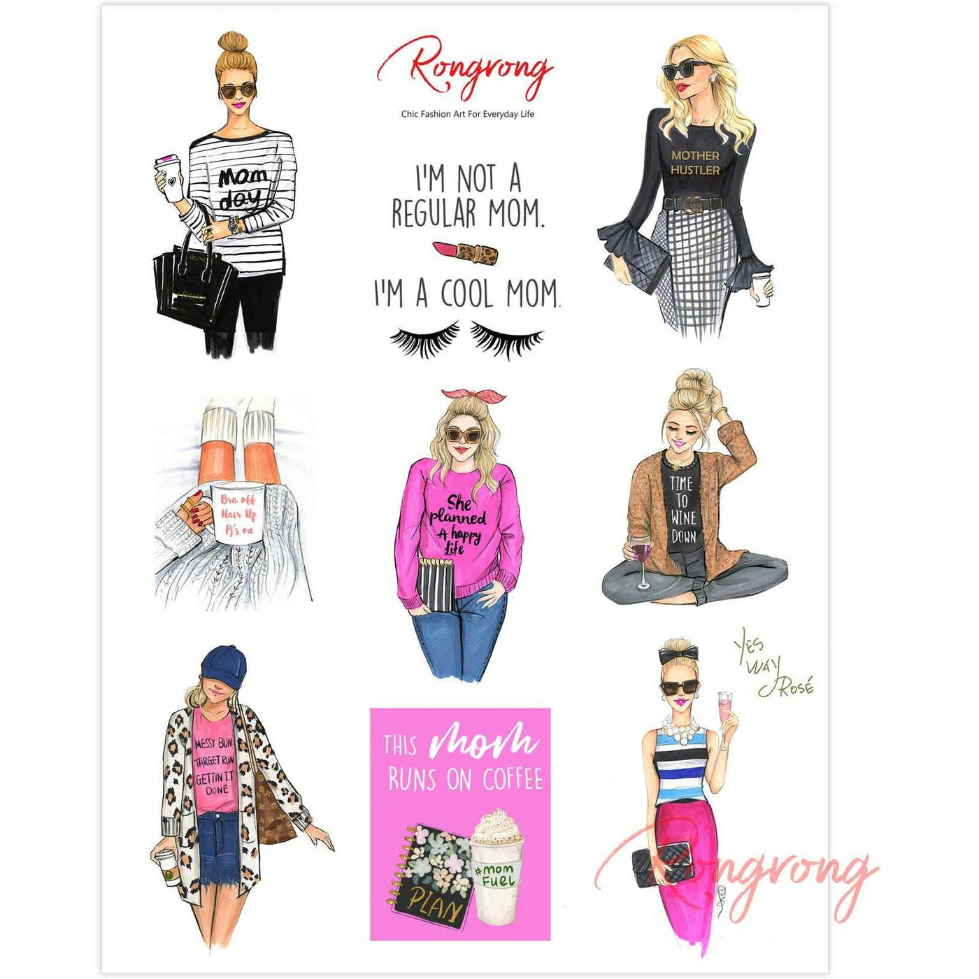 Mom Life Planner Sticker Sheet (Blonde) - Shop Rongrong