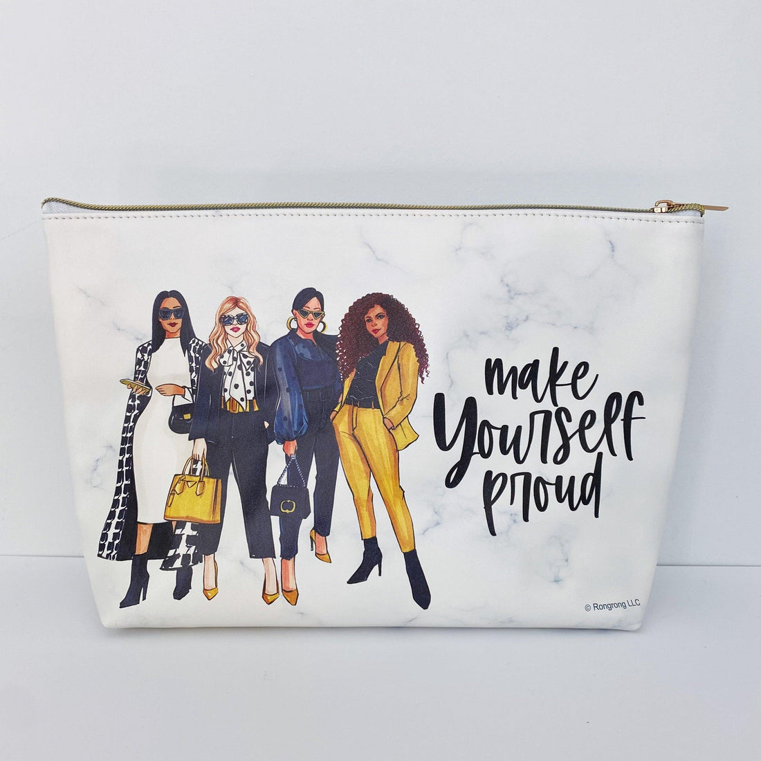 Large &quot;Make yourself proud&quot; pouch - Vegan Leather by Rongrong DeVoe