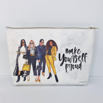 Large &quot;Make yourself proud&quot; pouch - Vegan Leather by Rongrong DeVoe