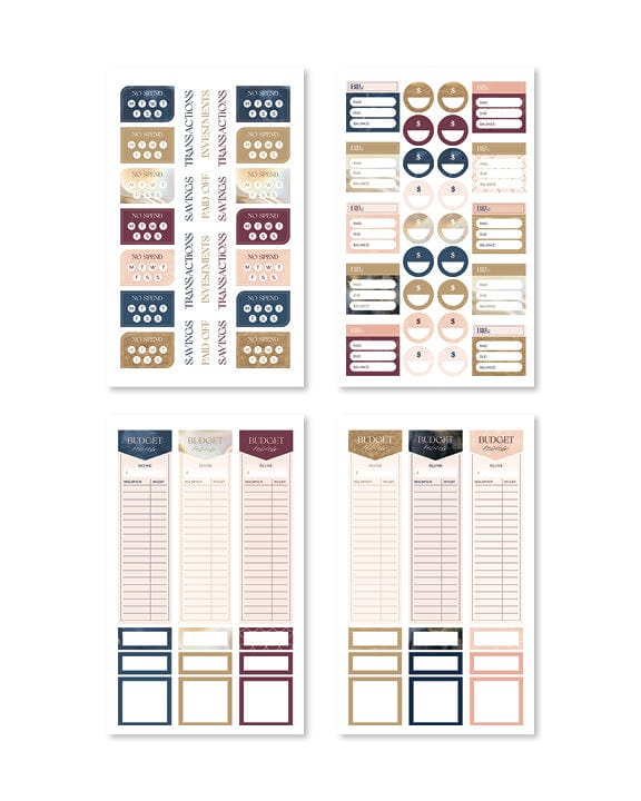 Empowering stickers depicting financial aspirations and achievements, ideal for elevating your planners and journals.