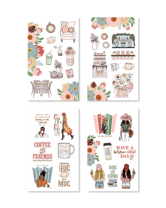 Selection of planner stickers with playful titles like &