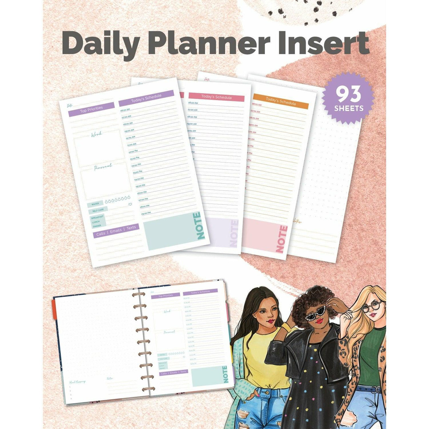 DAILY PLANNER INSERT - CLASSIC SIZE - QUARTERLY SUPPLY by Rongrong DeVoe