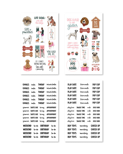 A fun assortment of stickers featuring paws, bones, perfect for adding a smile to your planner.