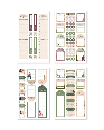 Collection of functional planner stickers featuring headers like &