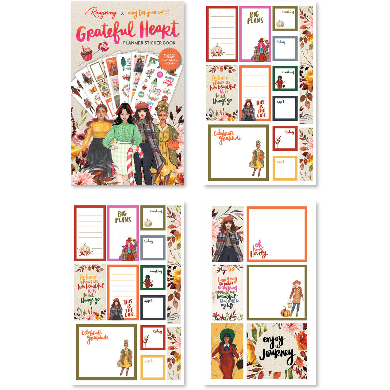 Rongrong x Amy Tangerine Grateful Heart Planner Sticker Book - Shop Rongrong