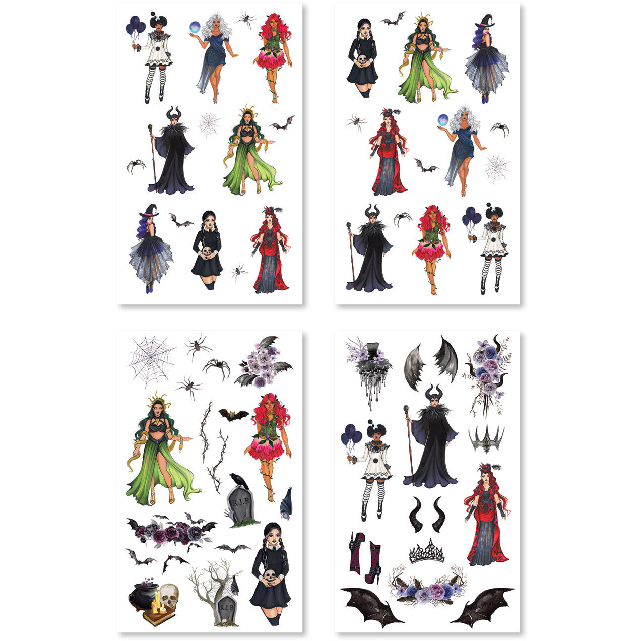 Charming stickers featuring adorable monsters and Halloween treats, perfect for adding flair to planners.