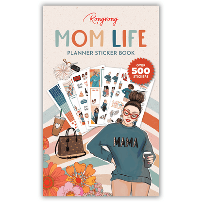 Sticker book that will show a variety of themed stickers, including icons for self-care and family activities.