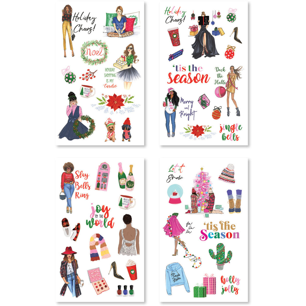 Charming stickers depicting cozy winter scenes and cheerful elements, perfect for adding holiday spirit to planners and journals.