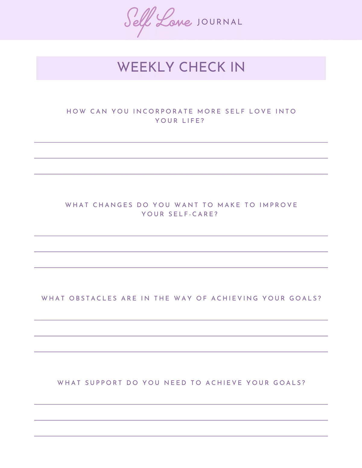 Self-love journal weekly check-in worksheet - SELFLOVEGUIDEDJOURNAL-5