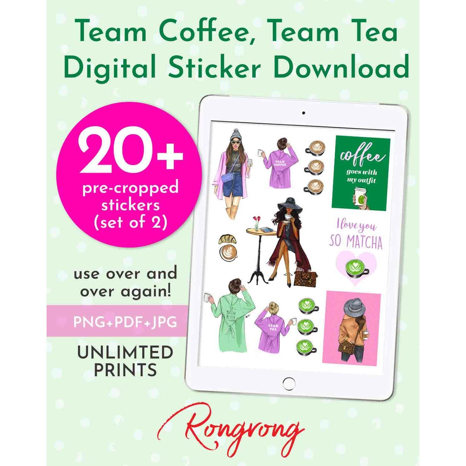 Team Coffee, Team Tea Digital Planner Stickers [DOWNLOAD] - Shop Rongrong