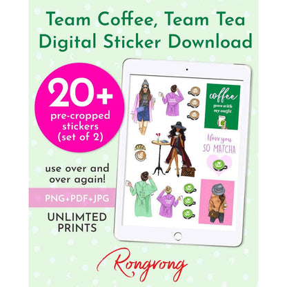 Team Coffee, Team Tea Digital Planner Stickers [DOWNLOAD] - Shop Rongrong