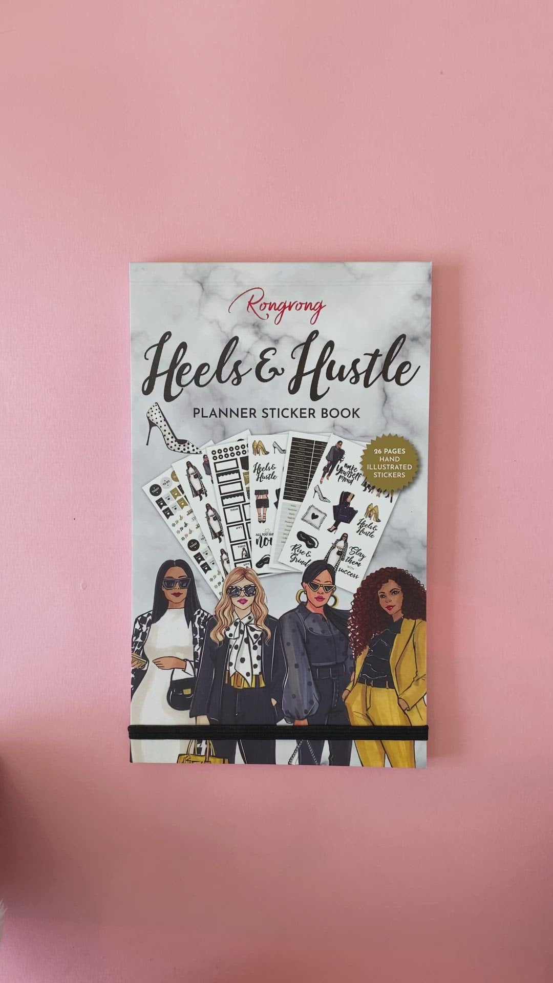 Short video preview of the sticker book, flipping through pages filled with fashionable and functional stickers for planners.