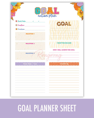 goal girl planning sheet set - digital download - Shop Rongrong