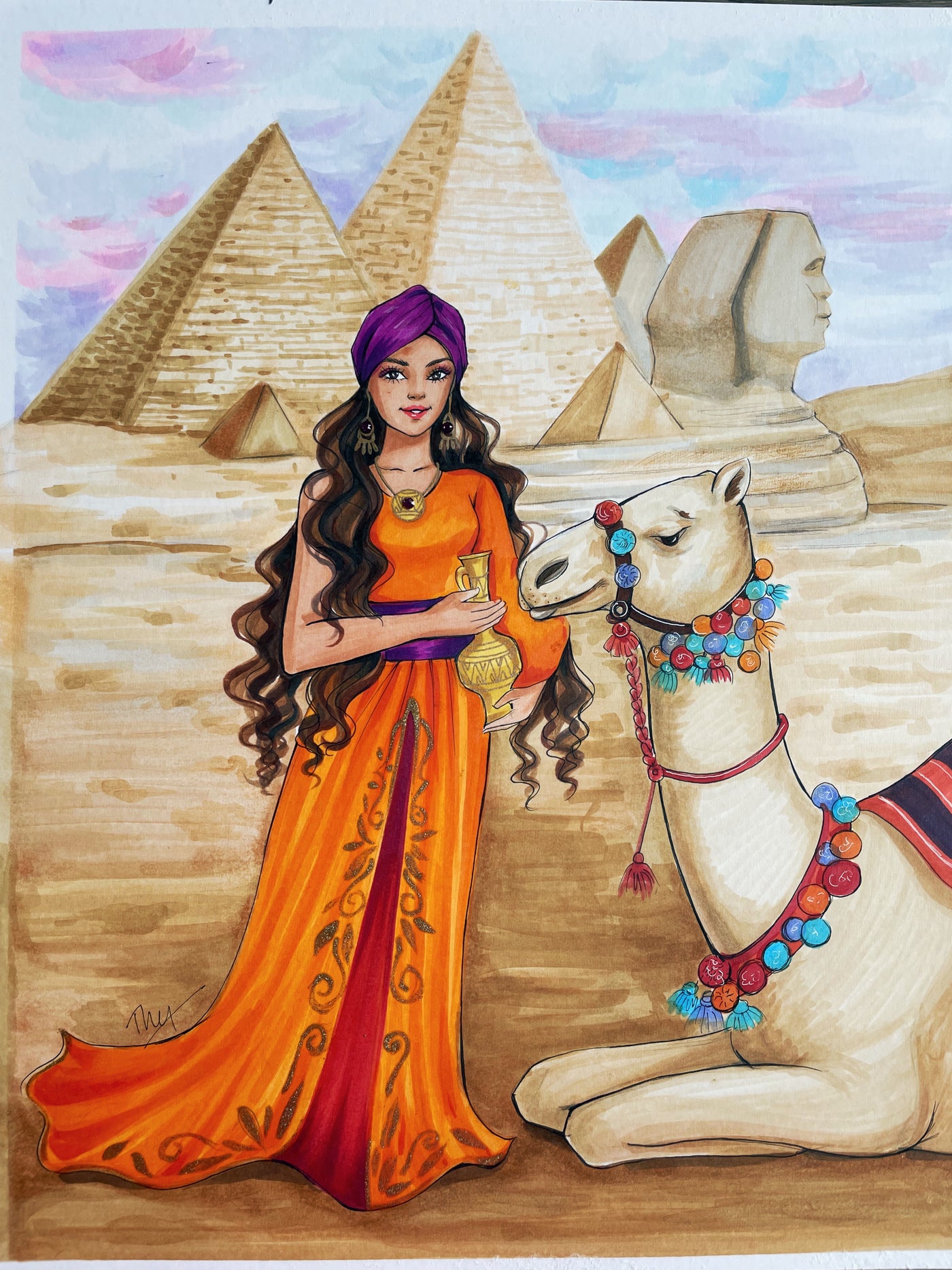 Egypt Adventure Original Art (with rhinestones)